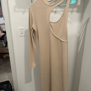 Elegant Beige Cut-Out Dress